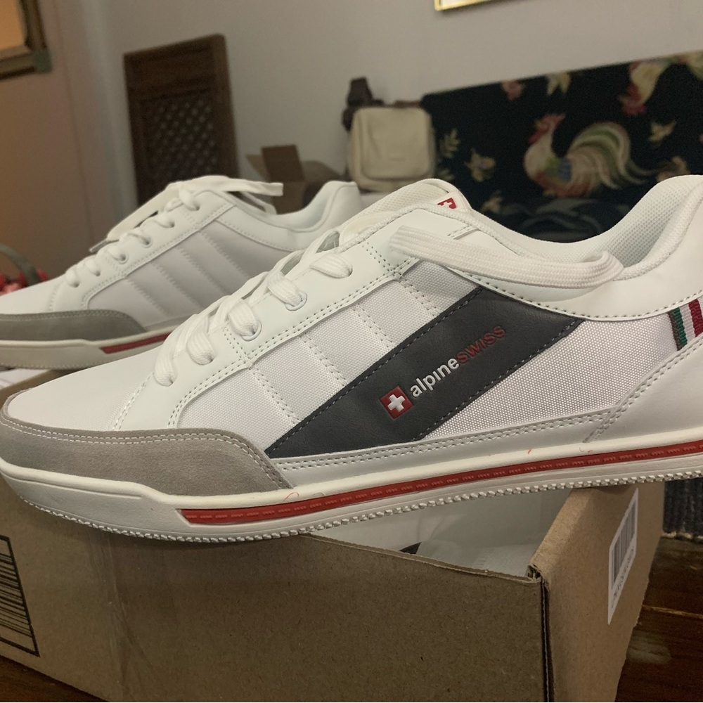 Alpine Swiss White and Gray Sneakers with Retro Style